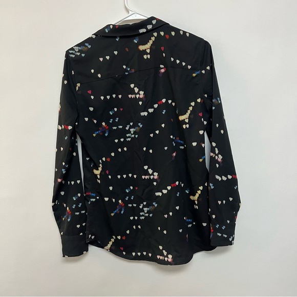 Equipment Adalyn Refracted Heart Print Button Down Shirt Blouse Black Size Small - Picture 7 of 8